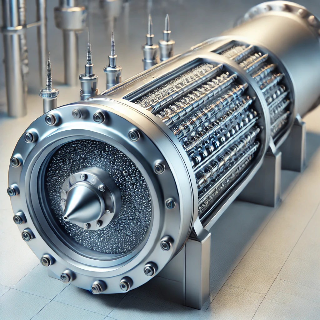 Reator de eletrofloculação, cilíndrico, com entrada de efluente tangencial e de operação contínua